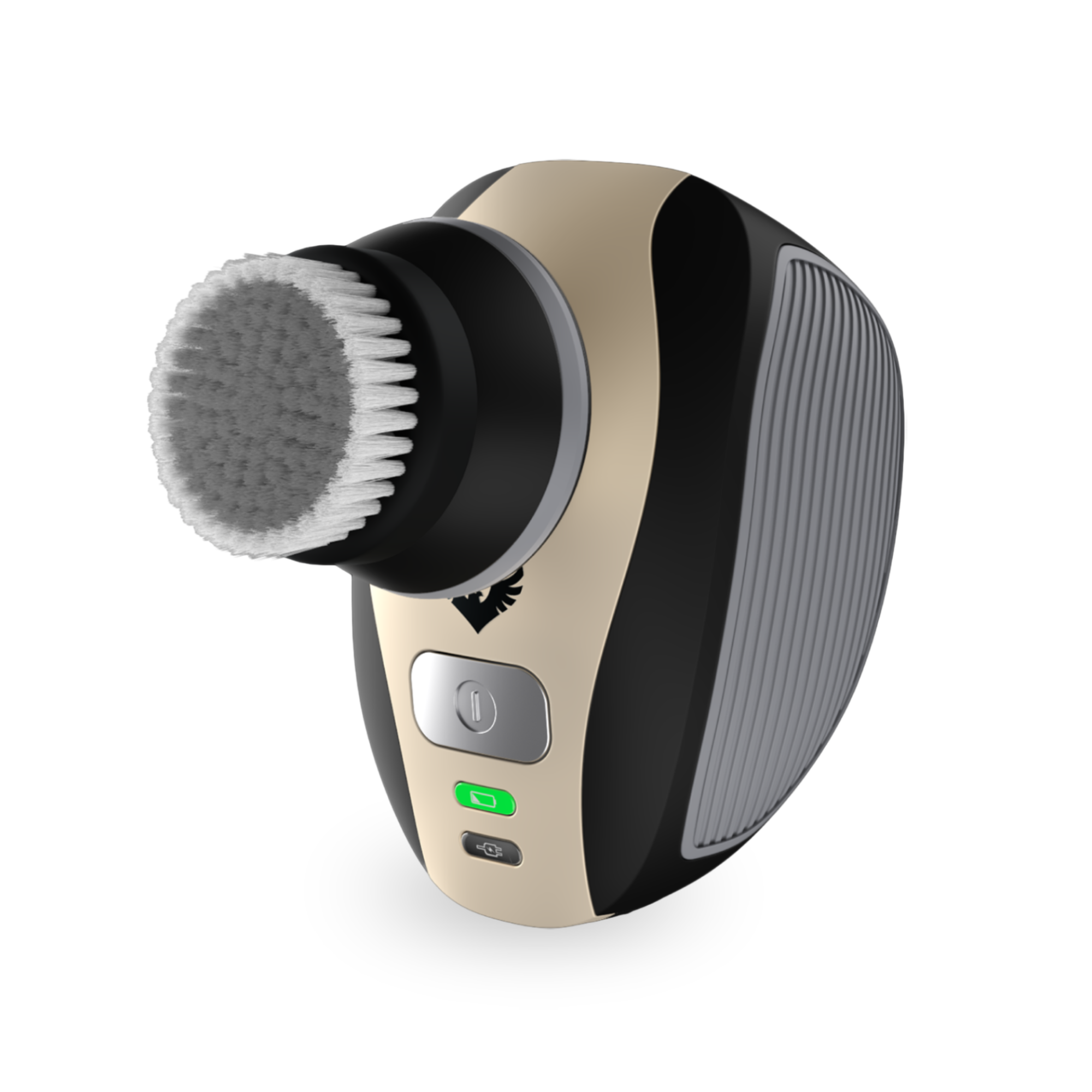 Front facing view of FlexSeries shaver with exfoliation brush attachment.